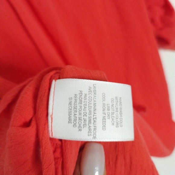 JOIE Womens Cuffed Collared Button Up Top Xs Red Cotton - Picture 10 of 10